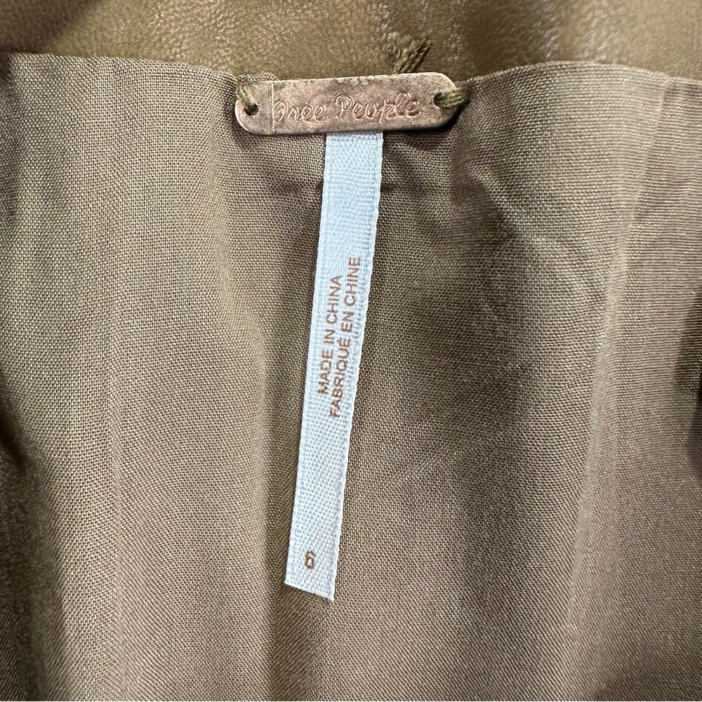 Free People  Faux Leather Skirt  Brown Button-Front Size 6 - Picture 2 of 13
